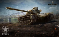 Char lourd T110E5 dans un environnement de champ de bataille dynamique de World of Tanks