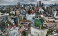 Vista aérea da vibrante paisagem urbana de Tóquio