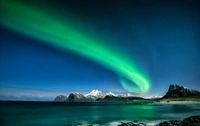 Enchanting Arctic Aurora Over a Serene Night Landscape