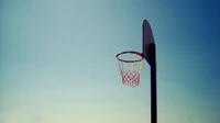 basquetebol, quadra de basquete, nuvem, dia, cesta