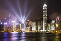 victoria harbour, night, cityscape, city, metropolis wallpaper