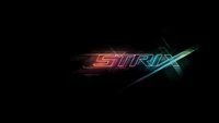 Logotipo ASUS Strix: Gráficos neon com flare de lente na escuridão