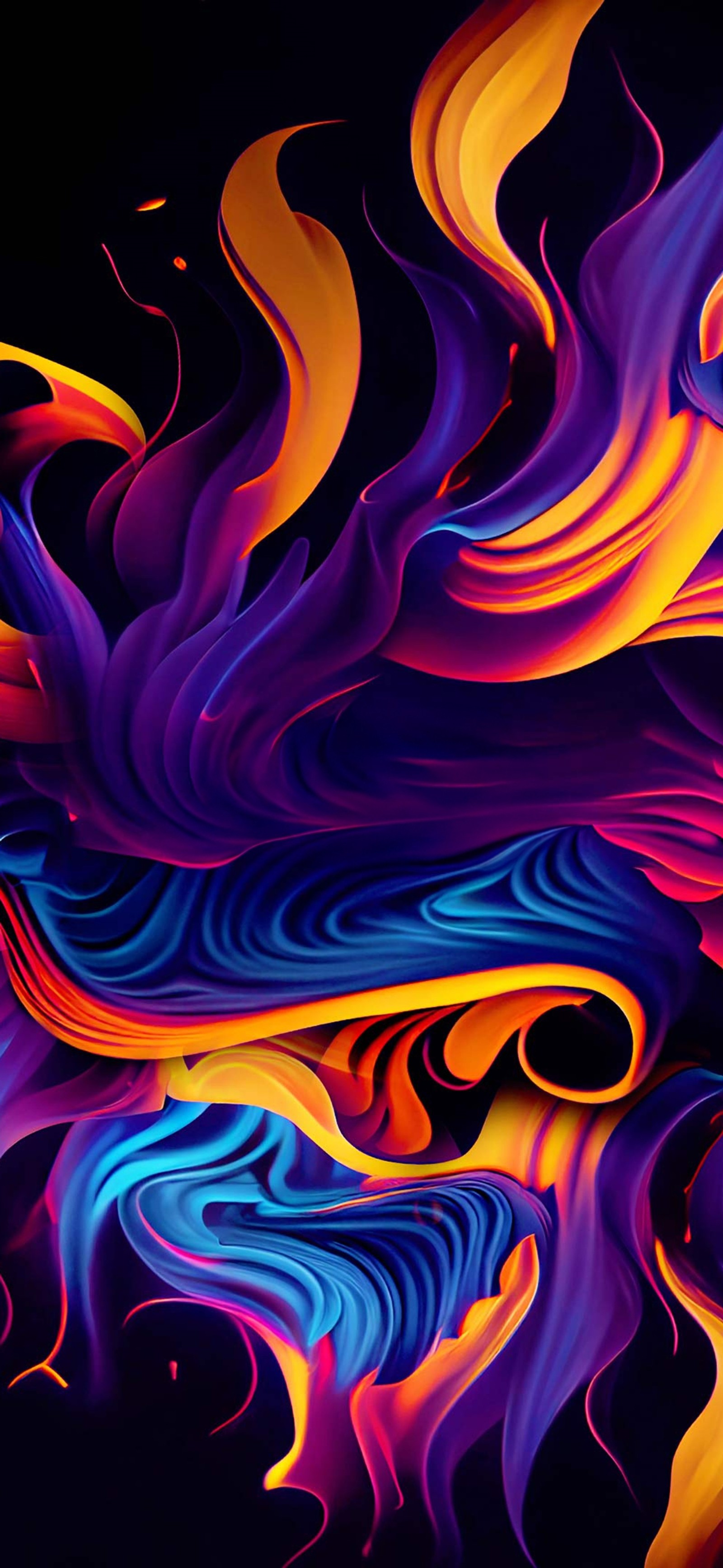 Abstract painting of colorful swirls on a black background (alienware, hdmi, light, purple, art)