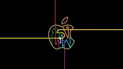 Logotipo da Apple em neon: Simetria na escuridão