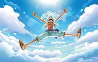 Monkey D. Luffy en Gear 5 : Épousant le Ciel en tant que Dieu Soleil Nika