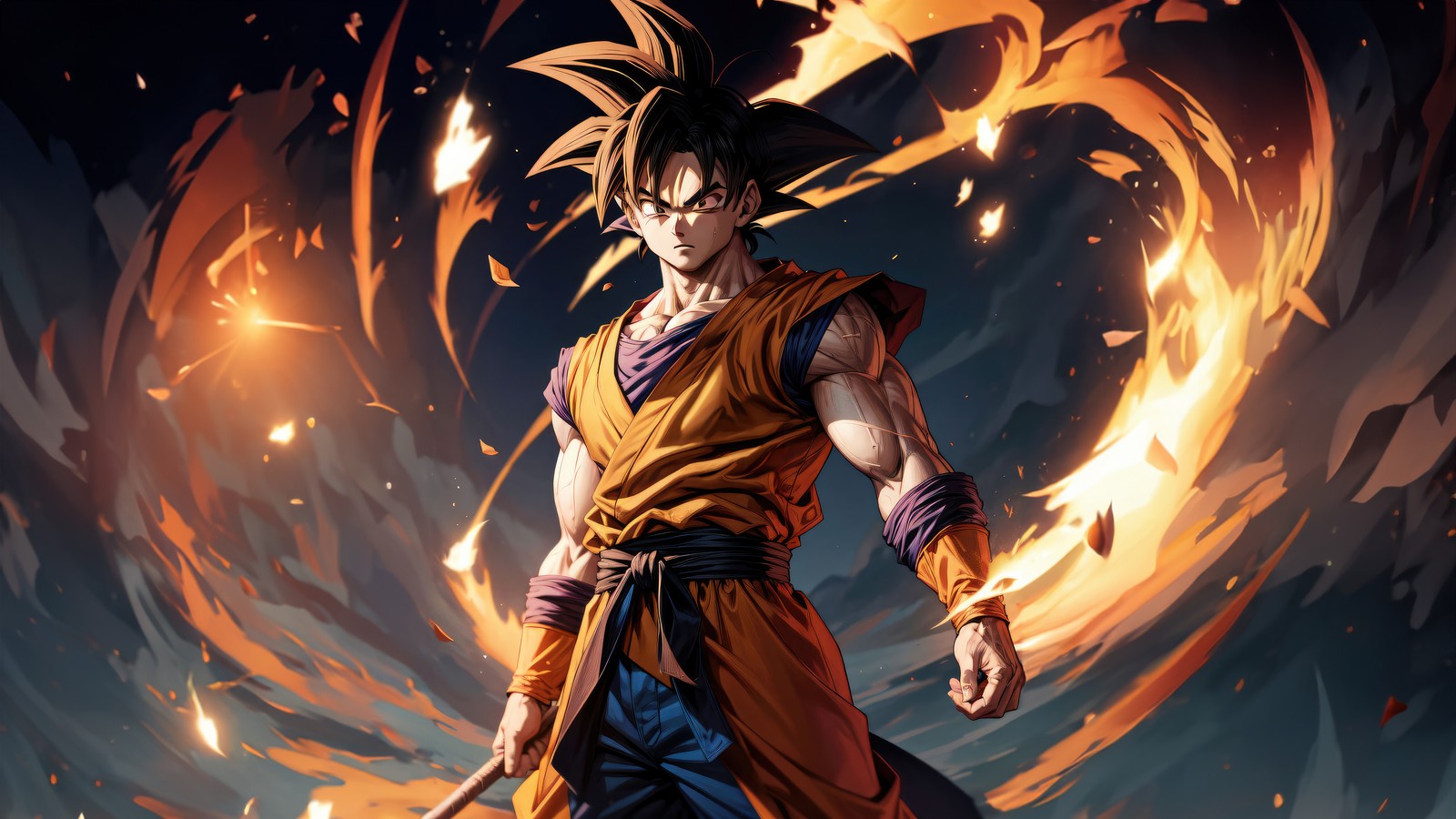 Скачать обои супер саян гоку, super saiyan goku, dragon ball z, искусство ии, ai art