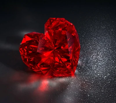 diamante, coração, vermelho