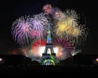 torre eiffel, fogos de artifício, frança, luzes, ano novo