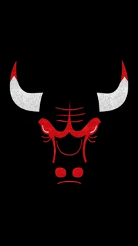 Bold Red Bull Illustration on Black Background