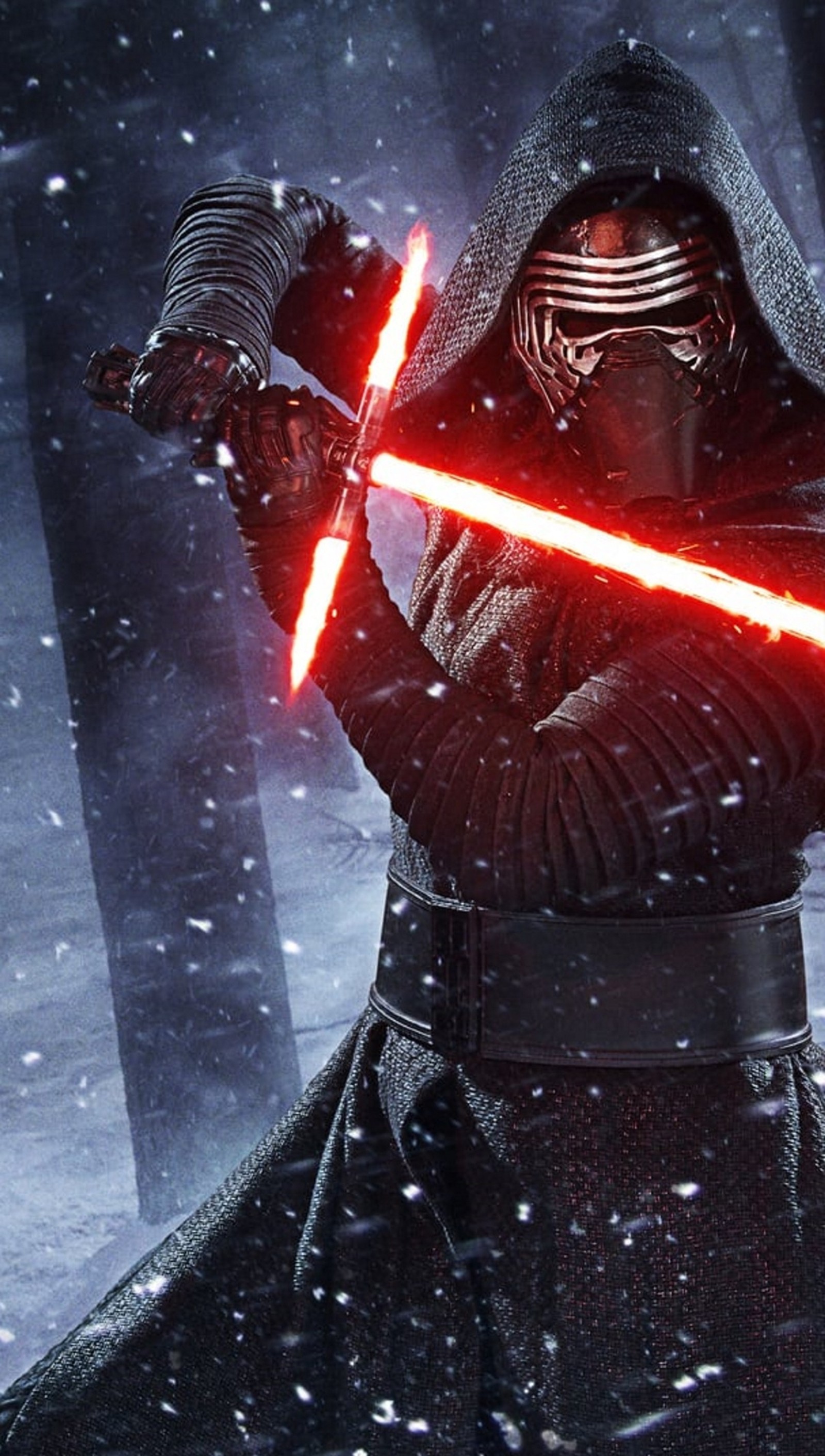 Star wars the force awakens in the snow with lightsabed (art, darth vader, fantasy, force awakens, lord)