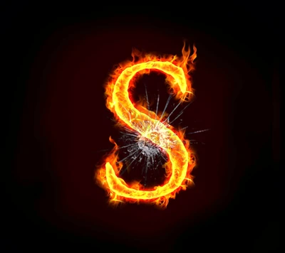 Fiery Letter S with Explosive Crack Effect