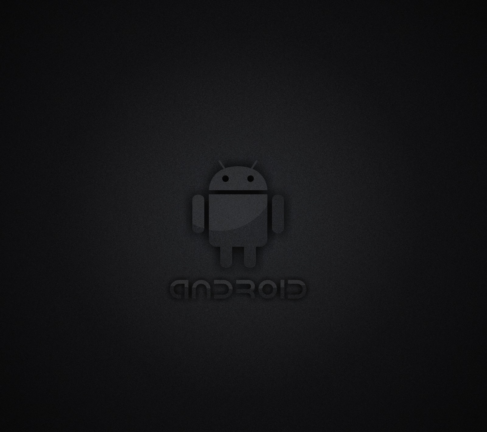 Um logo android preto em um fundo escuro (android, android preto)