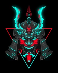 Neon Oni Mask: A Fusion of Samurai and Shinobi Aesthetics