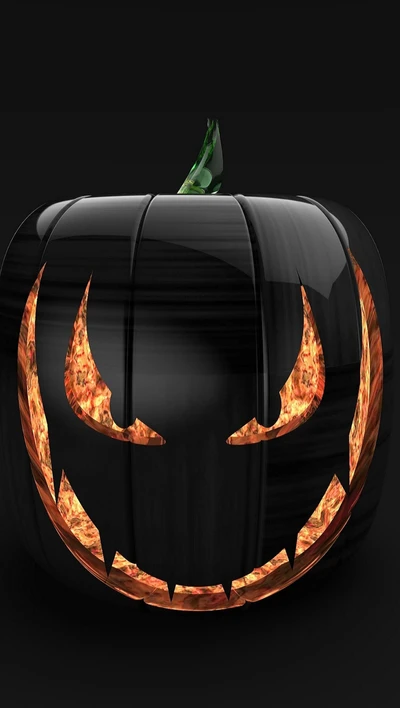 Glowing Glass Pumpkin with Sinister Features