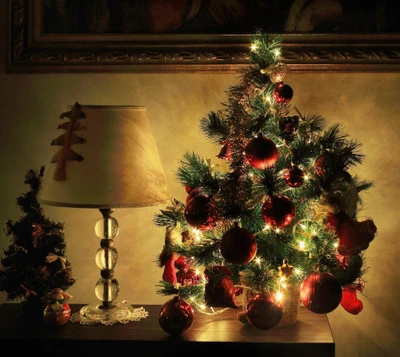 Cozy Christmas Tree Adorned with Baubles and Warm Lights