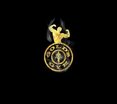 Logo de Gold's Gym avec un fond noir fumé