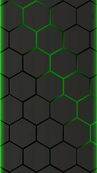 Black Hexagonal Pattern with Green Edges