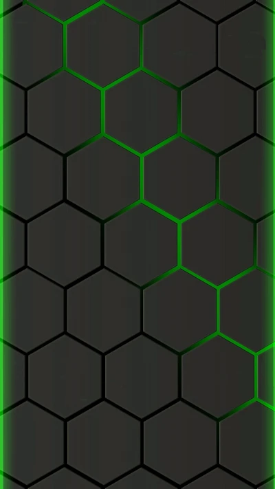 Patrón hexagonal negro con bordes verdes