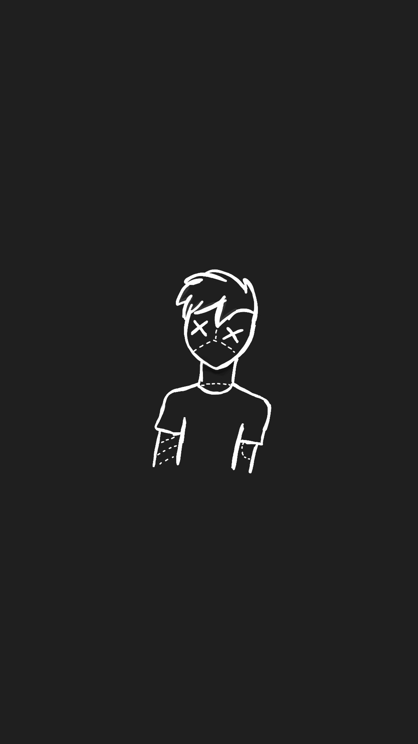 A drawing of a person with a tie on a black background (alone, themes, black, draw, perfect)