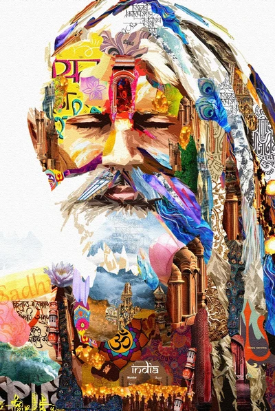 Vibrant Portrait of a Sadhu: A Cultural Tapestry of India