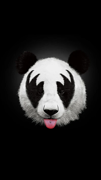 Panda Face with Playful Expression