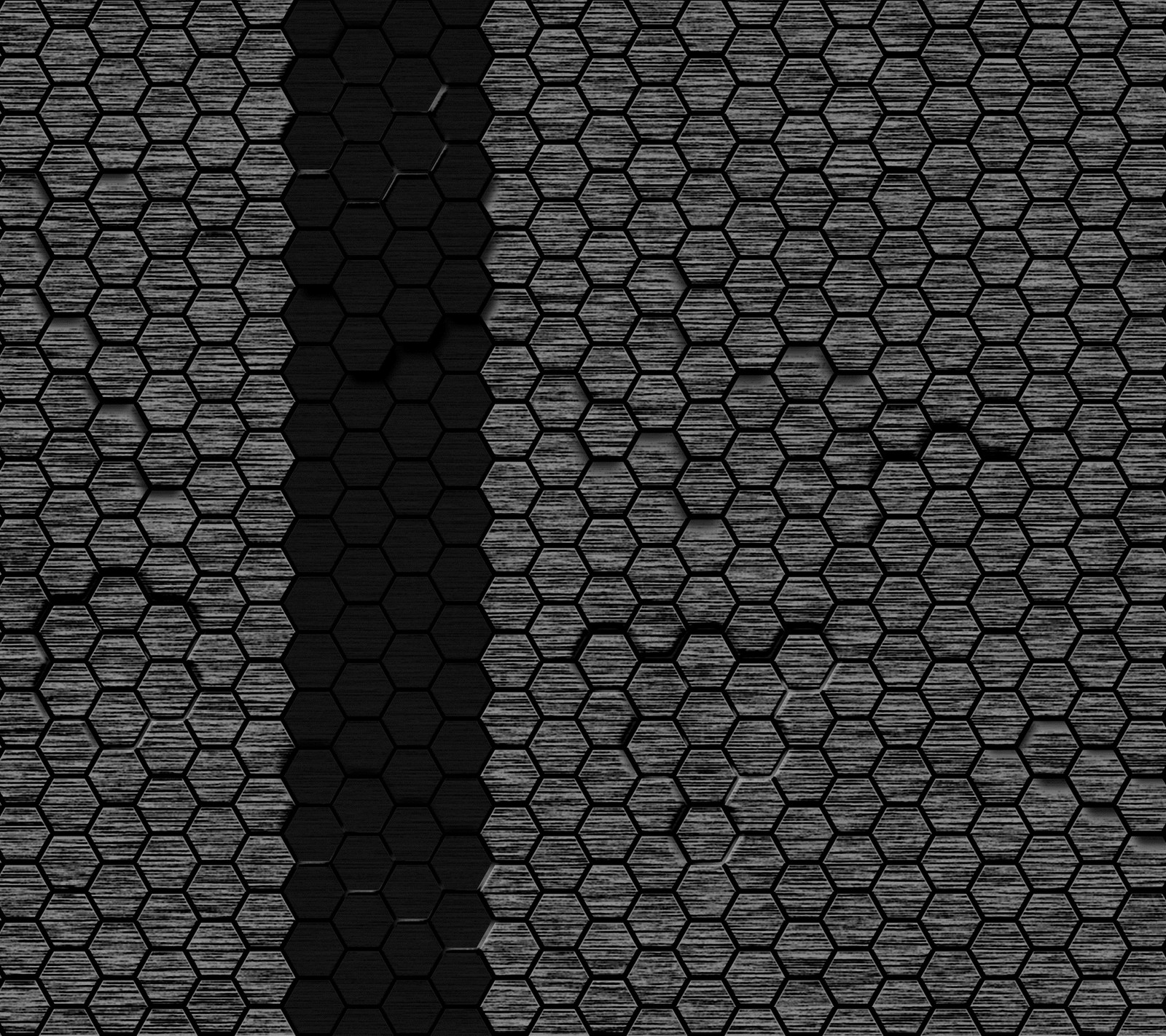 A close up of a black and white photo of a roof (dark black grey, hexagons texture pattern)