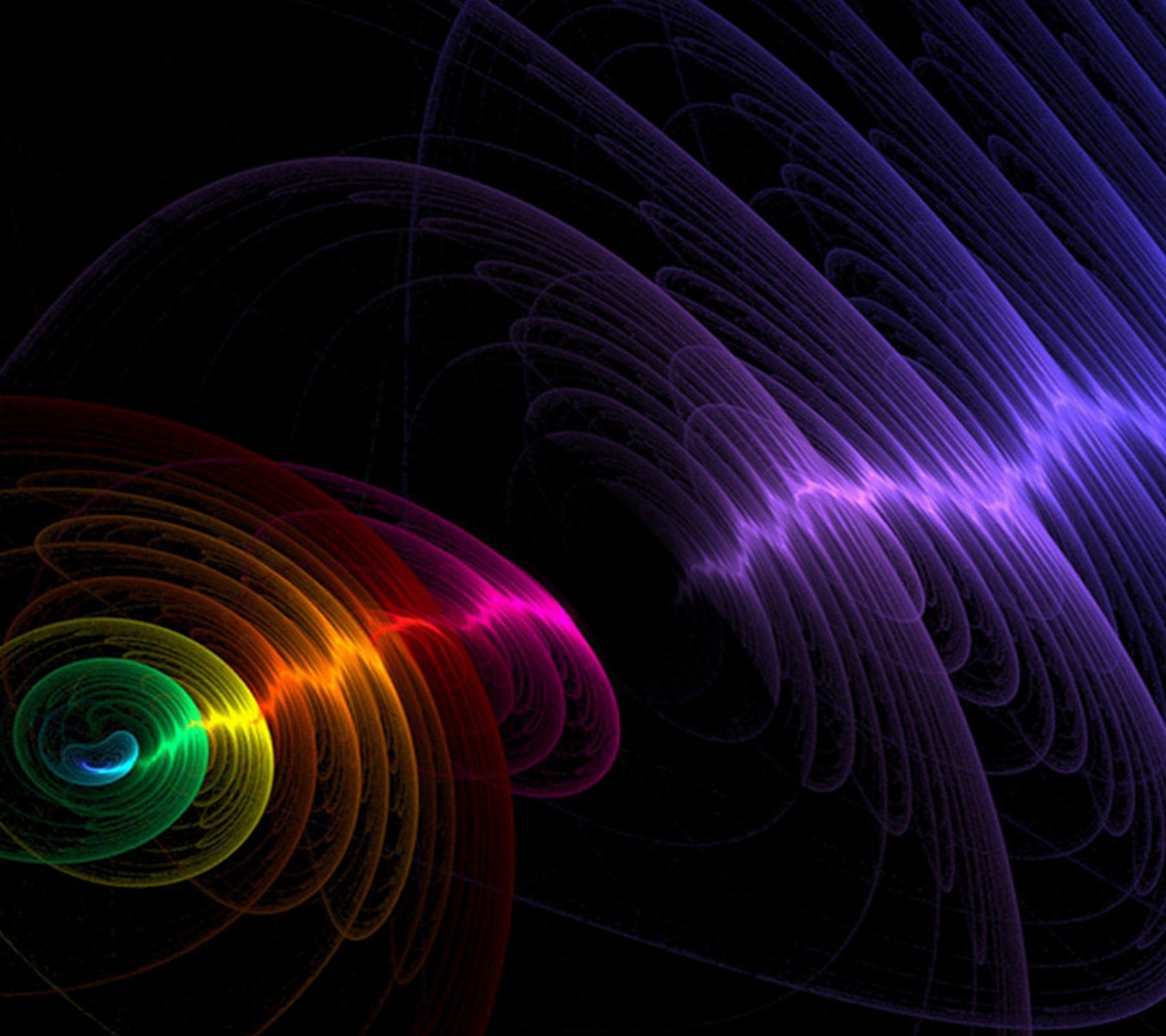 A close up of a colorful swirl with a black background (abstract, nice)