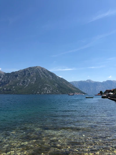 Serene Lakeside View with Majestic Mountains in the Background