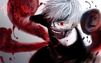 ken kaneki, anime, zombie, fictional character, red wallpaper