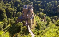 eltz castle, castle, moselle, tree, building wallpaper