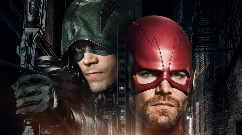 Стрела и флэш находятся в центре сцены (оливер куин, oliver queen, стрела, флэш, the flash)