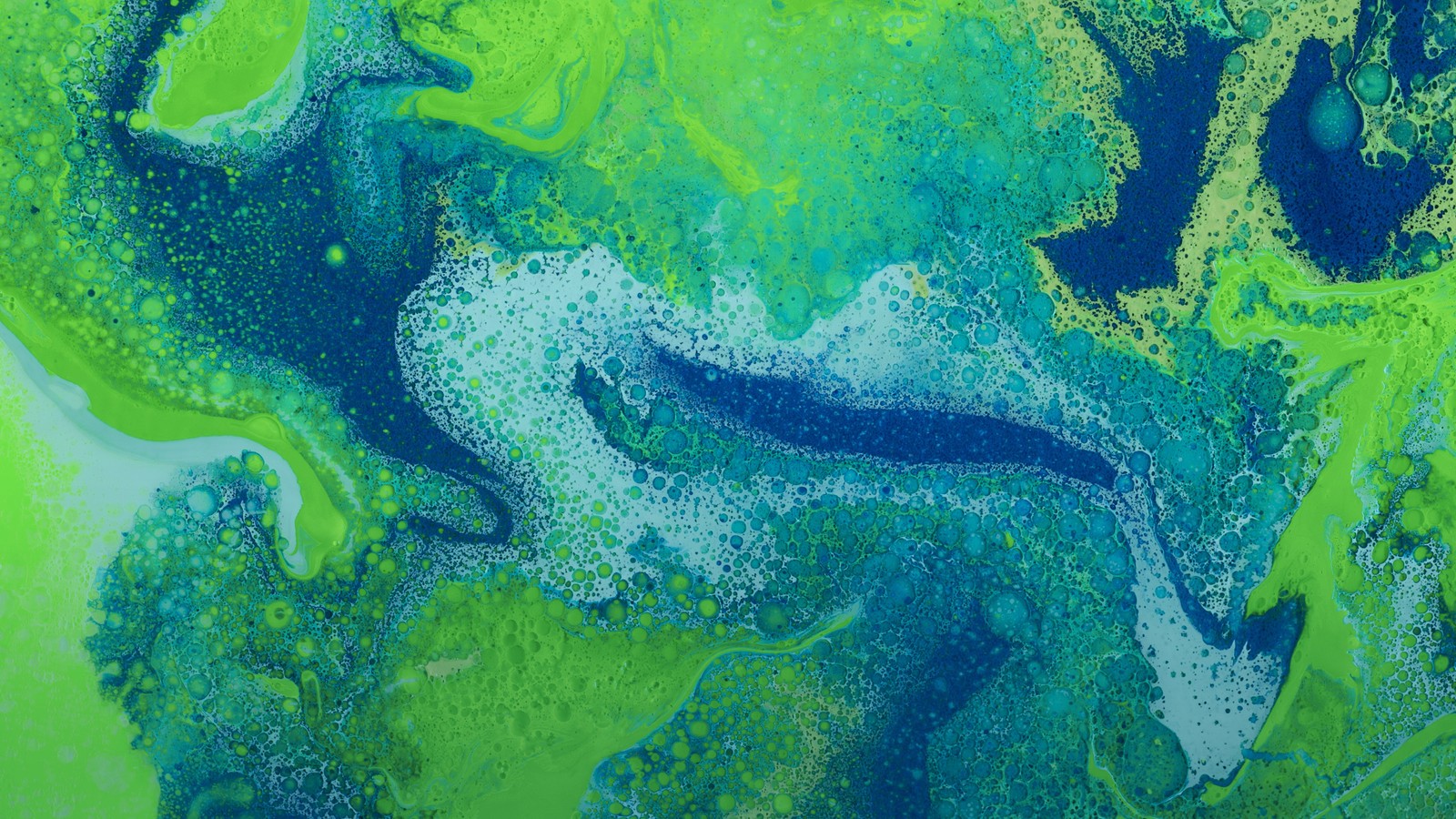 A close up of a painting of a green and blue wave (green, painting, landscape, art, watercolor paint)