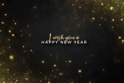 Golden Sparkles on Dark Background: Happy New Year Wishes