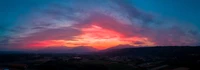 sunset, countryside, mountains, twilight, afterglow wallpaper