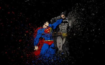 Superman and Batman Clash: A Nighttime Battle of Superheroes