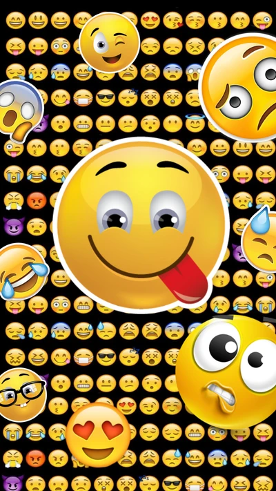 Expressões de emoji coloridas em uma galáxia de diversão