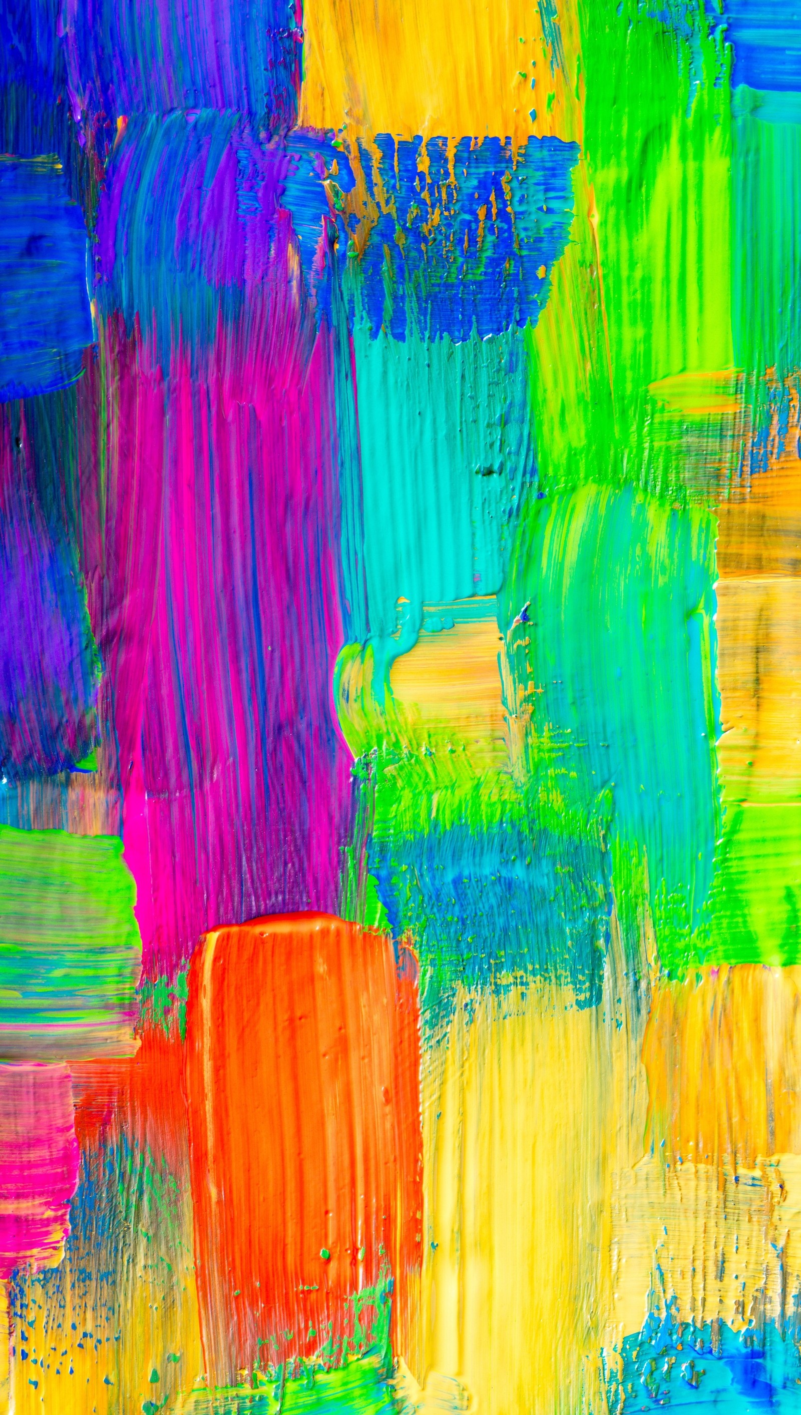 A close up of a colorful painting with a lot of paint on it (abstract, art, beauty, paint)