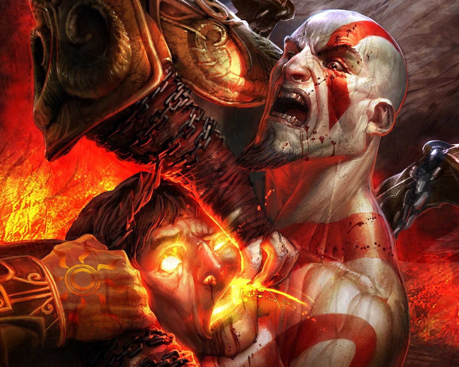 Скачать обои god of war, kratos, playstation, видеоигра