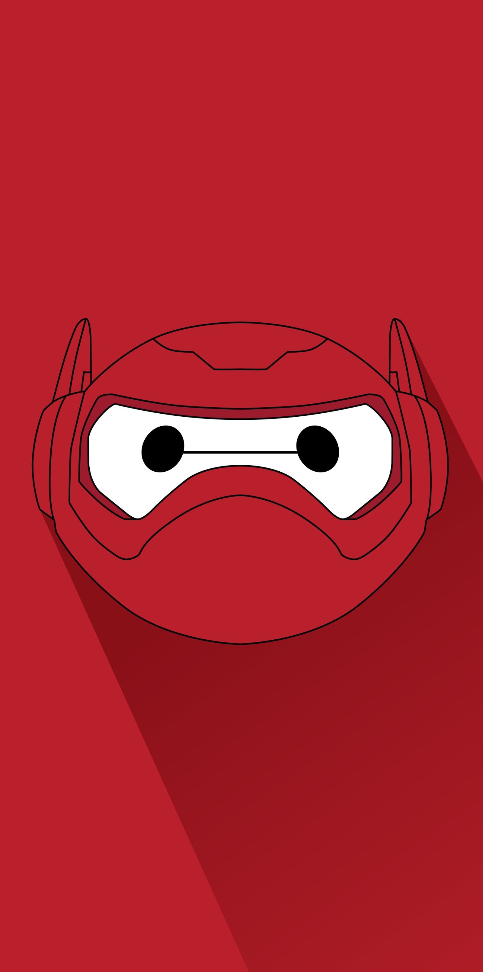 A red superhero mask with a long shadow on a red background (big, game, hero, red)