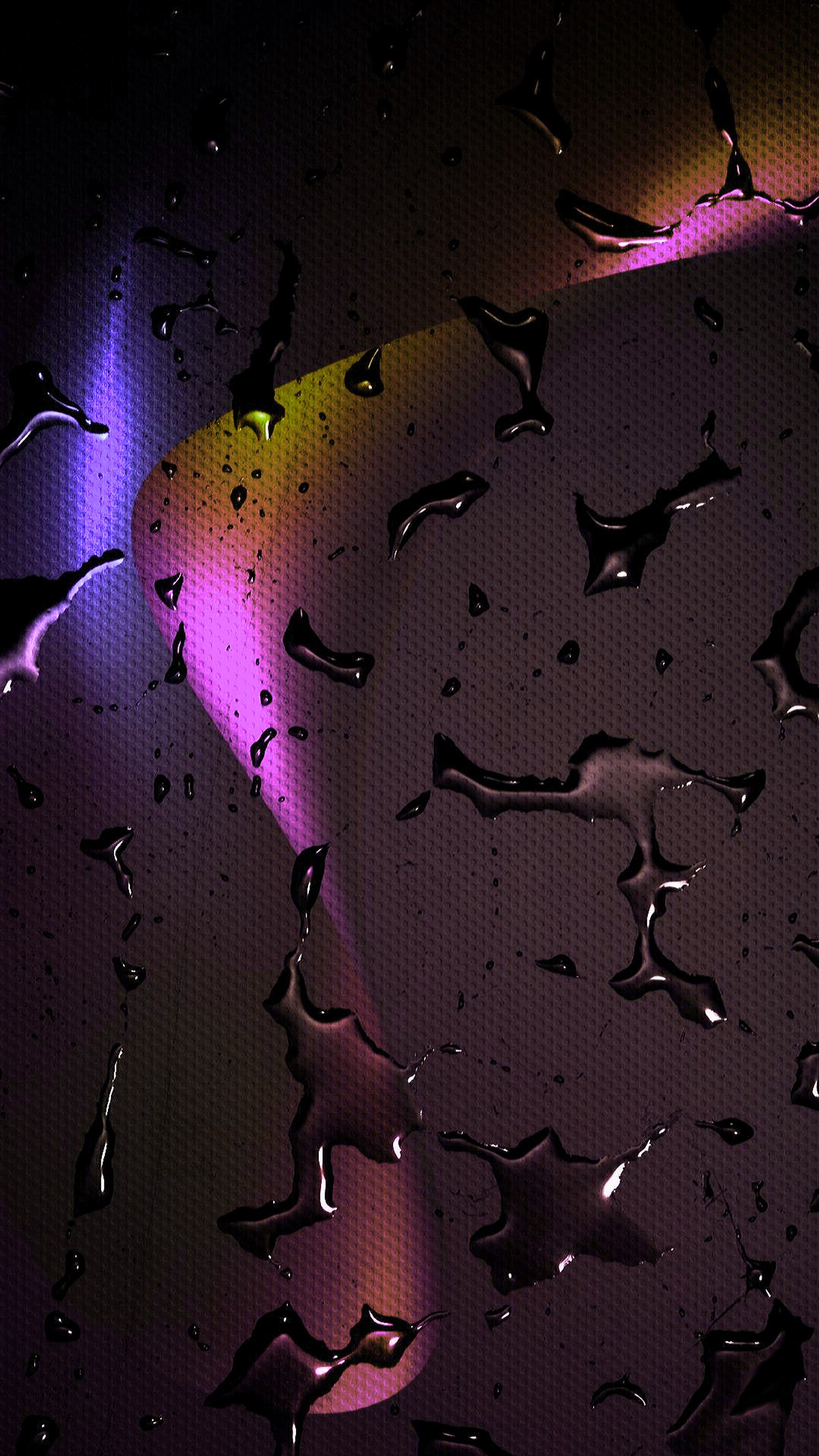 A close up of a rainbow colored light shining through a rain covered window (color, colorful, colors, drops, hd)