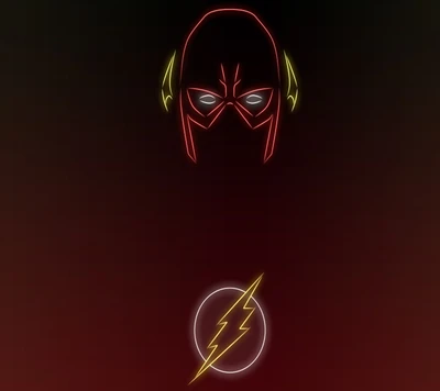 Neonkunst von The Flash mit ikonischem Emblem