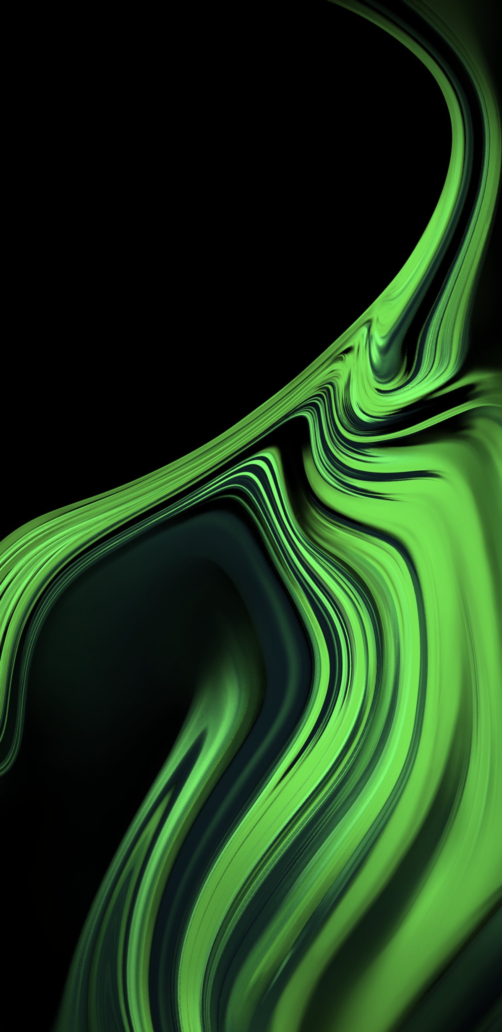 Un primer plano de un fondo abstracto verde y negro con un diseño curvado (abstracto, negro, épico, galaxia, verde)