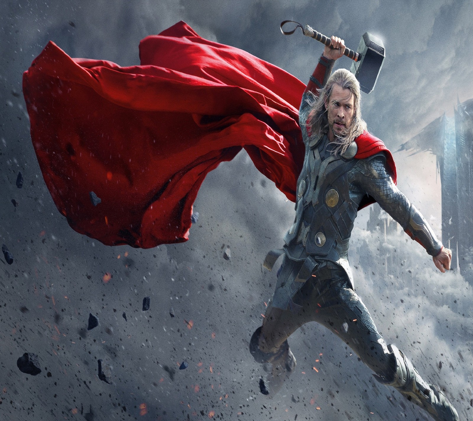 Thor thor is flying through the air with his cape open (2160x1920, wallpaper)