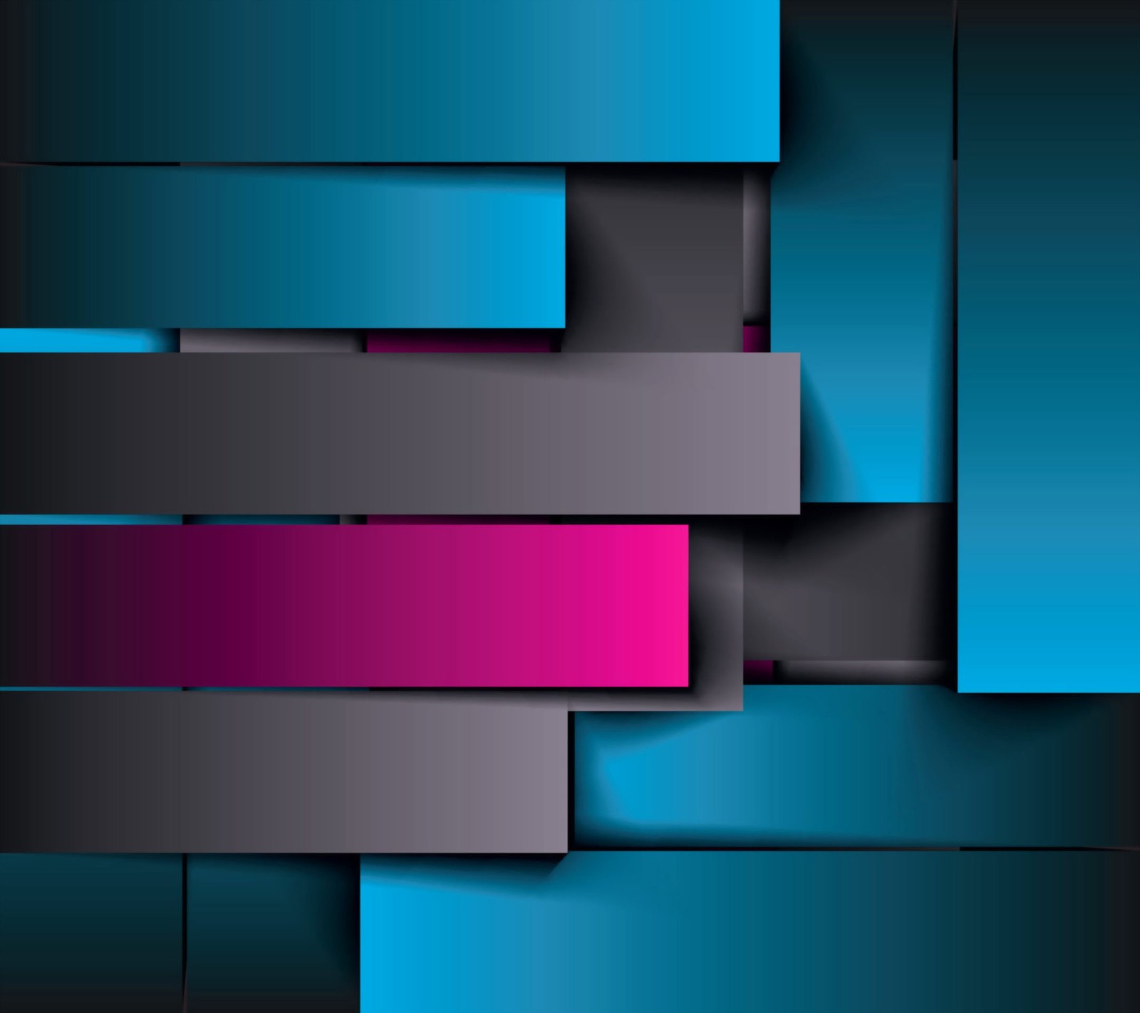 Um close de um fundo azul e preto com um retângulo rosa (3d, abstrato, arte, camadas)