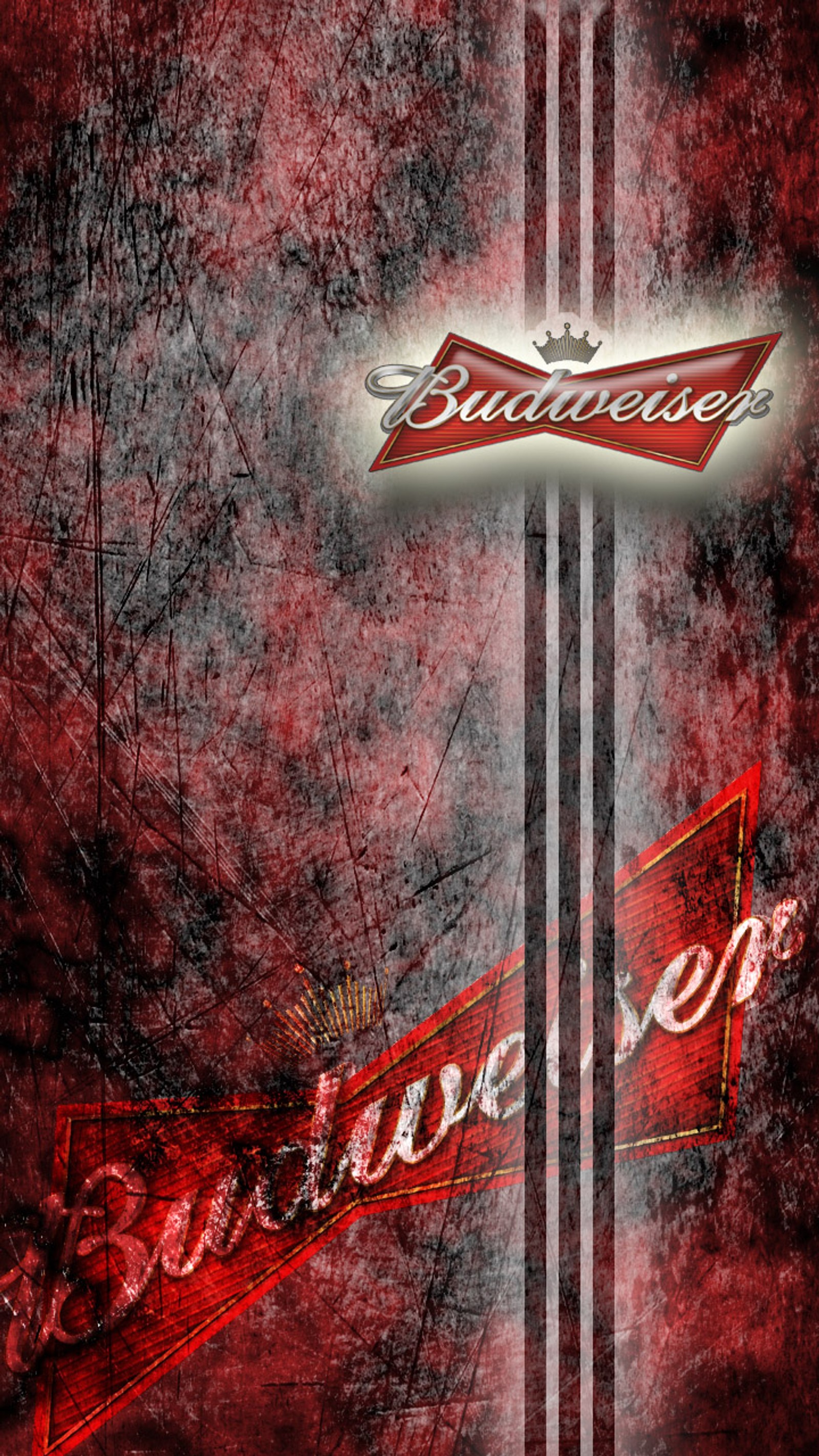 Imagem aráfica de um sinal budweiser com fundo vermelho (cerveja, preto, botão, bebida, vermelho)