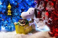 snoopy, charlie brown, christmas day, new year, christmas tree