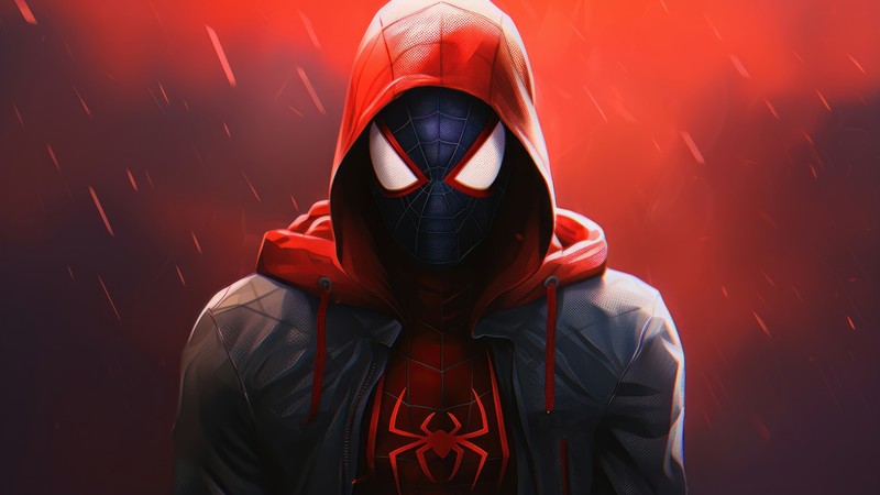 Крупный план человека в маске человека-паука (майлз моралес, miles morales, spider man, человек паук, spiderman)