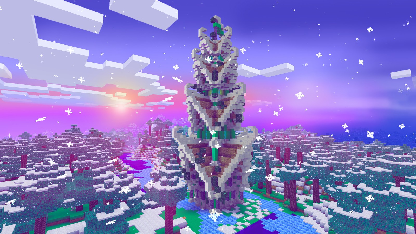 Descargar fondo de pantalla navidad, festivo, árbol de navidad, minecraft, videojuego