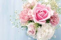 Delicate Pink Rose Bouquet with Soft Floral Accents