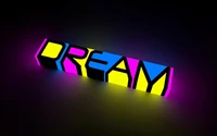 Neon 'DREAM' Text with Vibrant Visual Effects